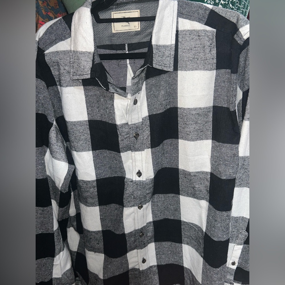 Black and White Plaid Men's Shirt